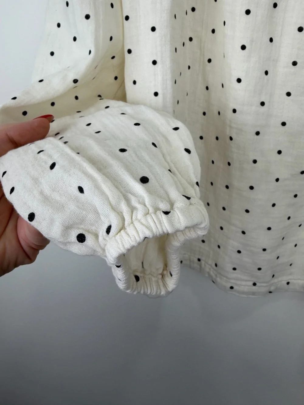 Gap Kids Cream Polka Dot Ruffle Long Sleeve Blouse Cotton Core XL 12
